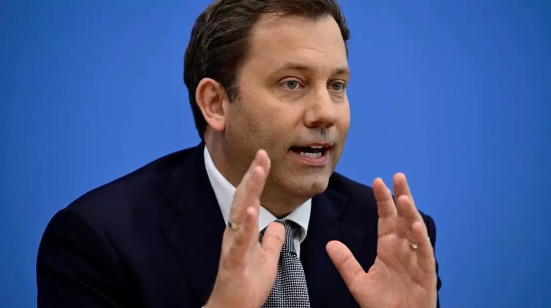 German Finance Minister Lars Klingbeil speaking at a news conference