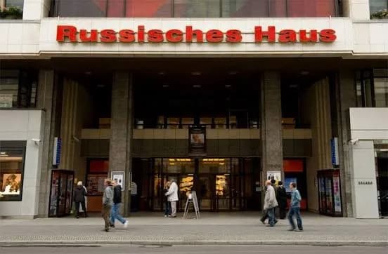 The entrance to the Russian House (Russisches Haus) on Friedrichstrasse in Berlin