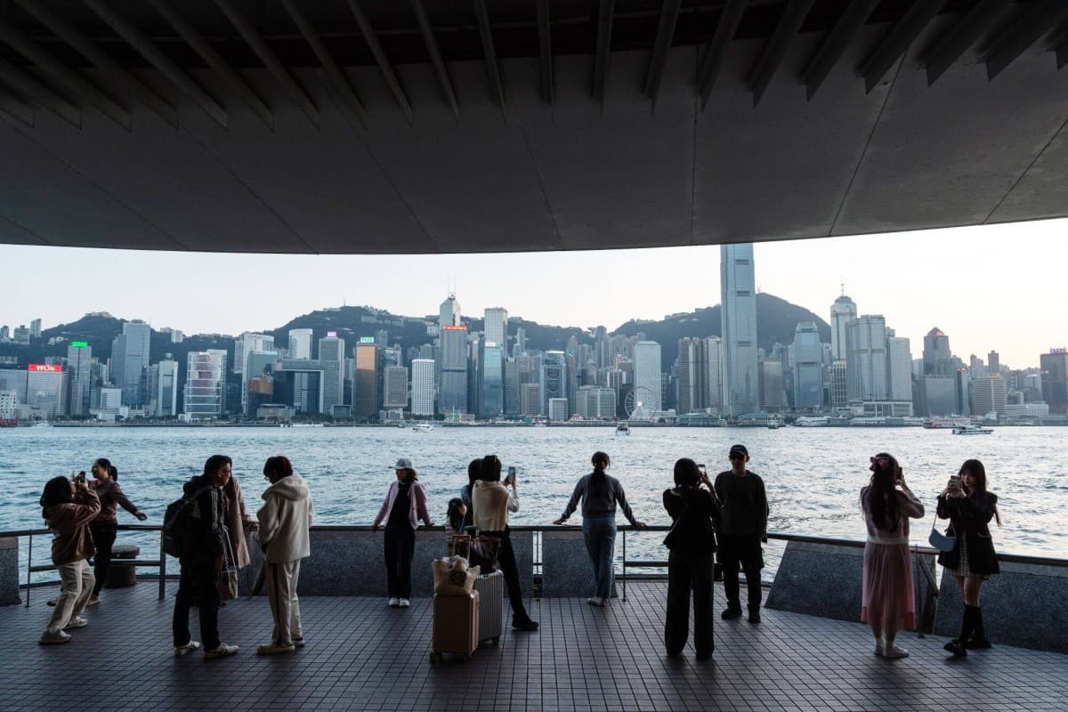 The Hong Kong skyline seen across Victoria Harbour