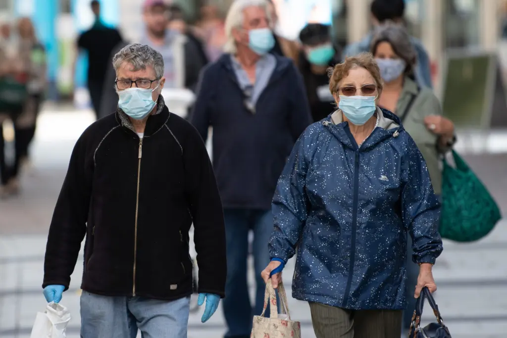 Pedestrians wearing masks during the COVID pandemic