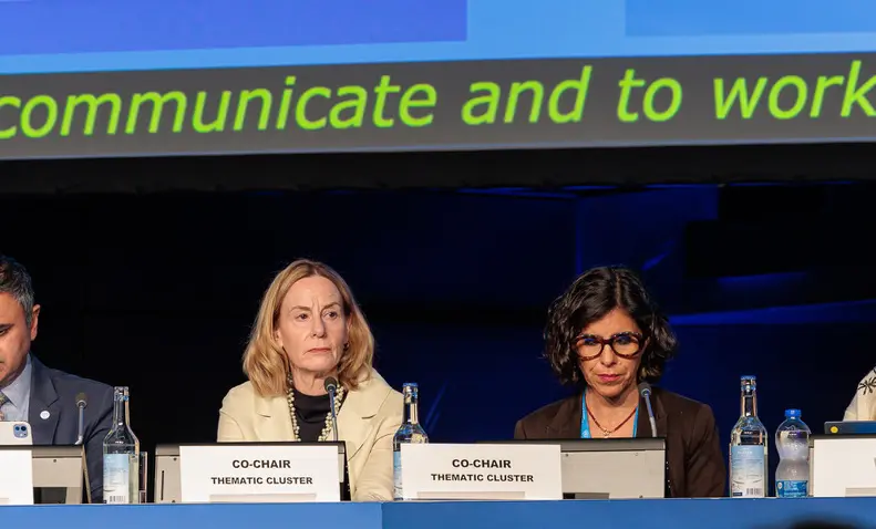 Co-chairs of a thematic cluster session at the UN Global Dialogue on AI Governance in Geneva